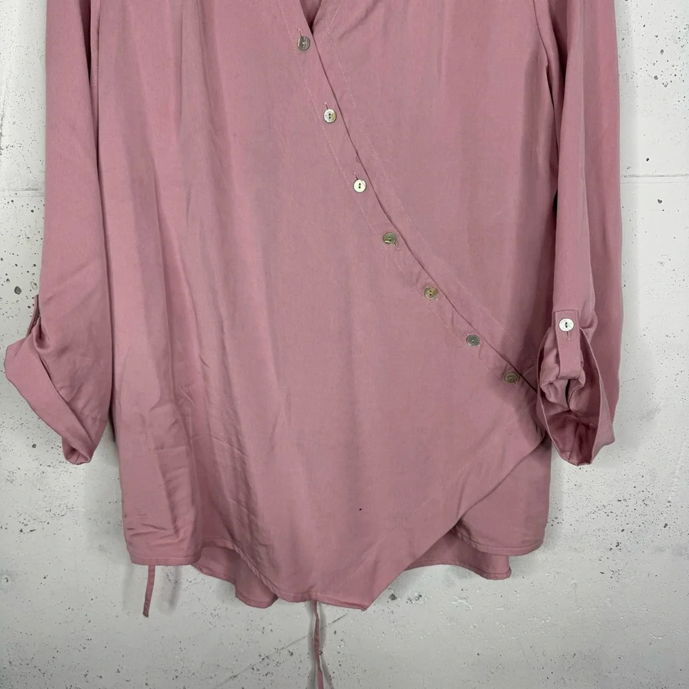 Soft Surroundings Button Wrap Tunic Top Side Button Tab Sleeves Large - Picture 3 of 10